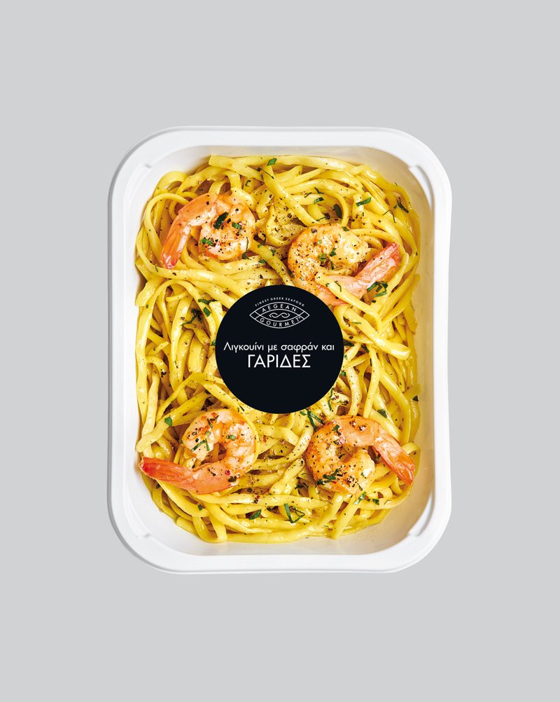 Λιγκουίνι με σαφράν ​​​​​​​και γαρίδες